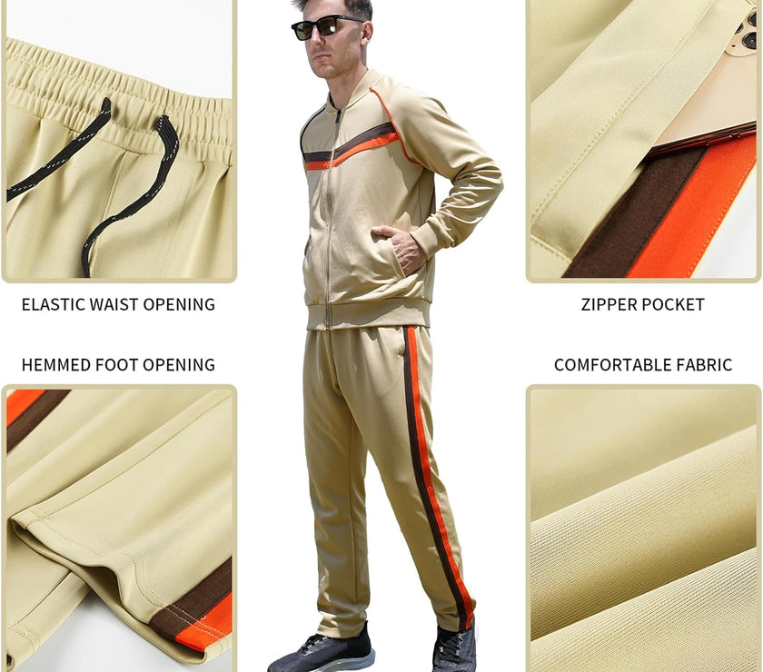 Men'S Casual Tracksuits Long Sleeve Jogging Suits Sweatsuit Sets Track Jackets and Pants 2 Piece Outfit