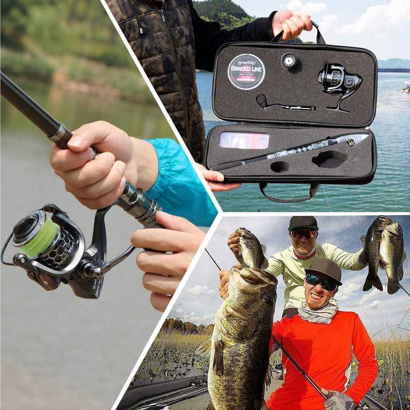 Fishing Rod Combos with Telescopic Fishing Pole Spinning Reels Fishing Carrier Bag for Travel Saltwater Freshwater Fishing