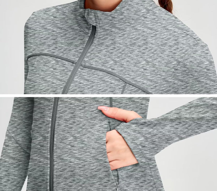 Womens Running Jackets Athletic Workout Scrub Jacket Track Full Zip up Gym for Women Yoga Top