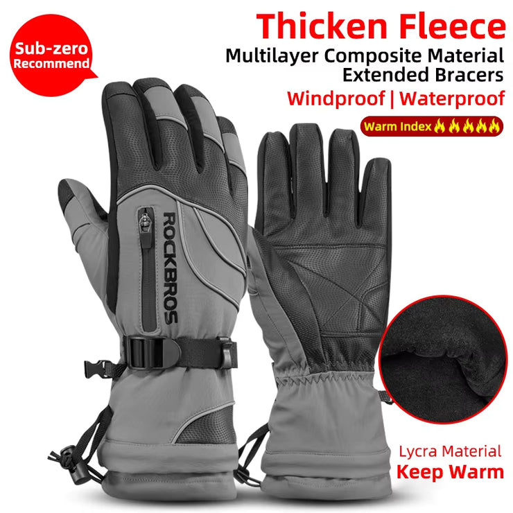 Winter Gloves Motorcycle Waterproof Fleece Thermal Gloves Snowboard Snowmobile Gloves Men Women Snow Cycling Gloves