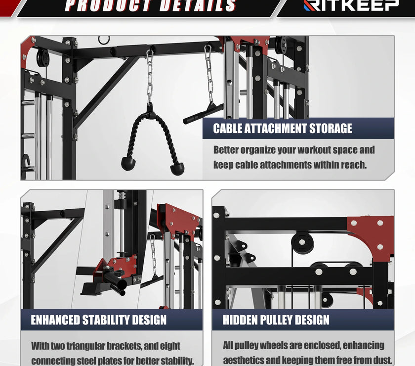 PMAX 5600 Home Gym Smith Machine - Integrated Weight System