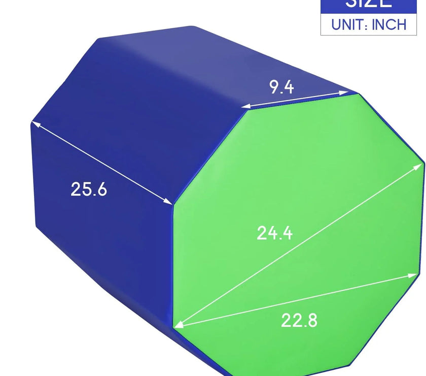 24.4" X 25.6" Gymnastics Octagon Tumbler Trainer Exercise Mat Tumbling Equipment, Blue