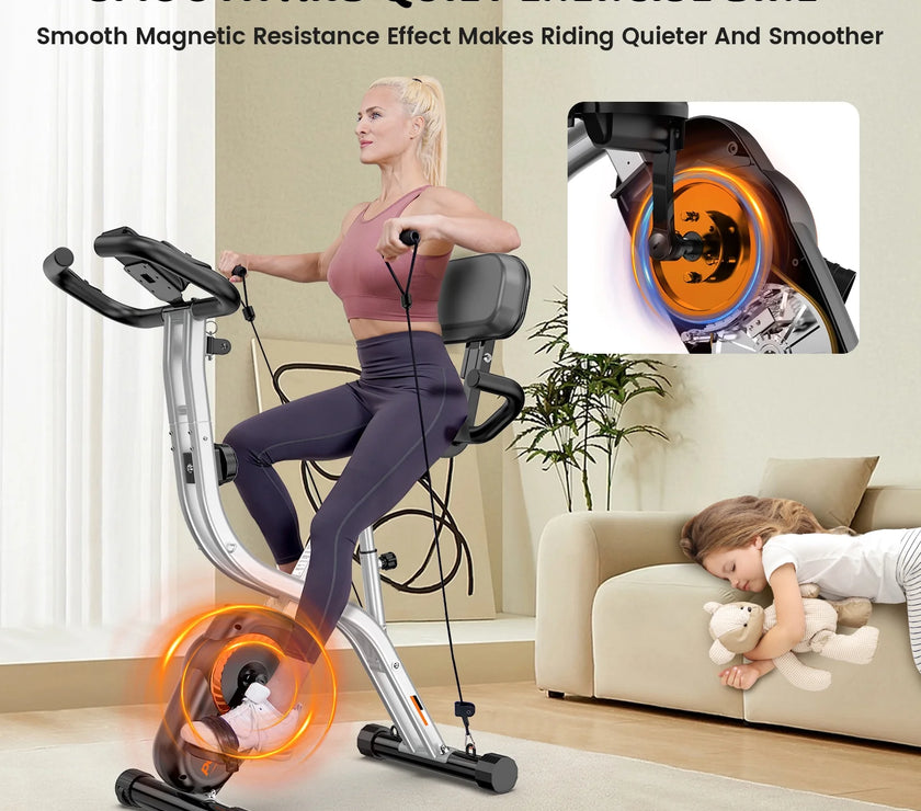 4In1 Folding Magnetic Exercise Bike Indoor Cycling X Bikes Upright Stationary Bicycle 320Lb