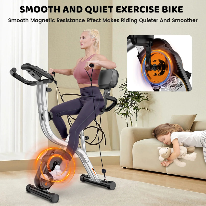 4In1 Folding Magnetic Exercise Bike Indoor Cycling X Bikes Upright Stationary Bicycle 320Lb