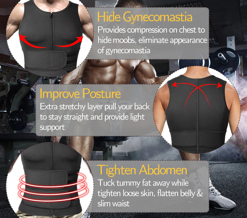 Men Body Shaper Waist Trainer Sauna Suit Sweat Vest Slimming Underwear Weight Loss Shirt Fat Burner Workout Tank Tops Shapewear