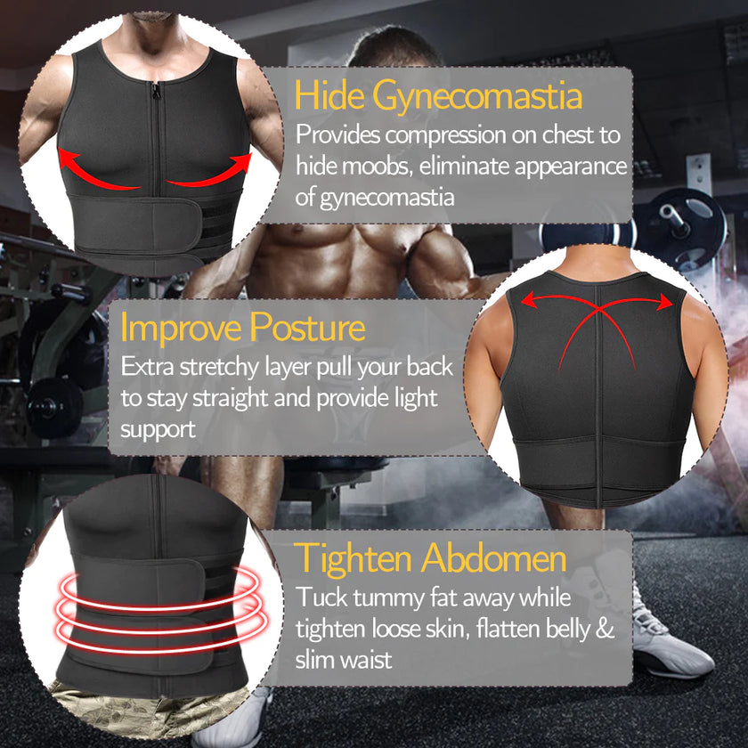 Men Body Shaper Waist Trainer Sauna Suit Sweat Vest Slimming Underwear Weight Loss Shirt Fat Burner Workout Tank Tops Shapewear