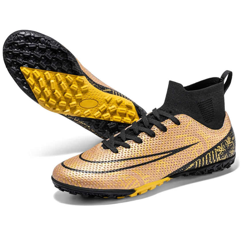 Men'S Soccer Shoes Cleats Professional High-Top Breathable Athletic Football Boots for Outdoor Indoor TF/AG Gold-Sd-43