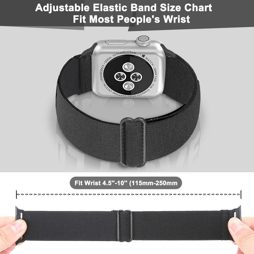 10 PACK Watch Band Compatible with Apple Watch 38Mm 40Mm 41Mm 42Mm 44Mm 45Mm 46Mm 49Mm, Elastic Adjustable Length, Stretch Nylon Sports Watch Strap, Compatible with Iwatch Series Ultra 2 SE/10/9/8/7/6/5/4/3/2/1 for Men Women