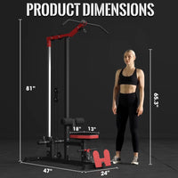 LAT Pull-Down and LAT Row Cable Machine with Flip-Up Footplate and Plates Storage Posts