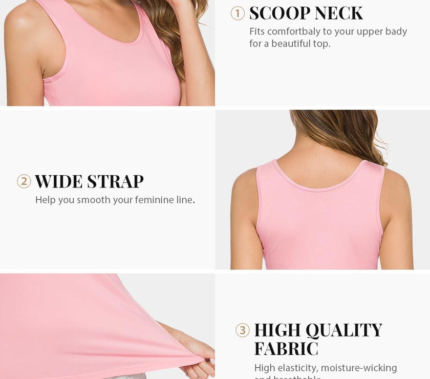 4 Piece Women Tank Tops Basic Sleeveless Undershirt Layering Tanks