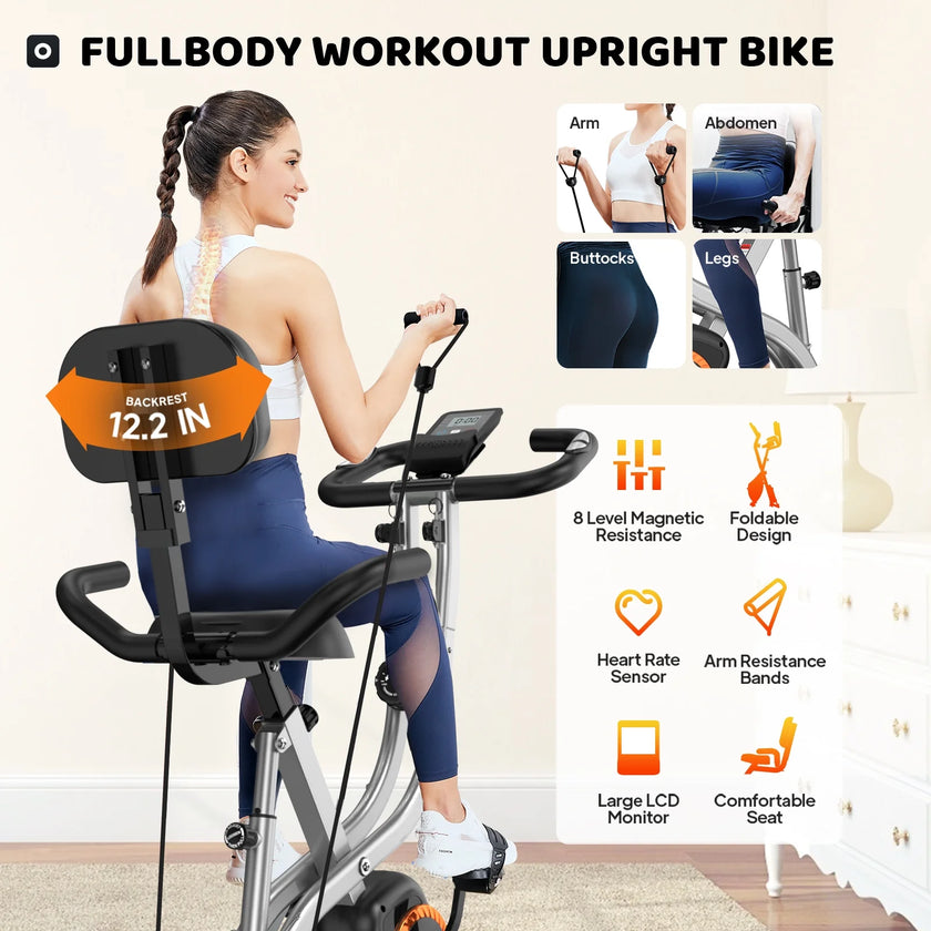 4In1 Folding Magnetic Exercise Bike Indoor Cycling X Bikes Upright Stationary Bicycle 320Lb