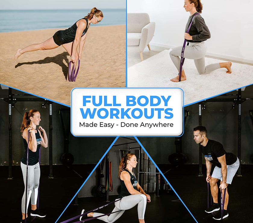 Pull up Assistance Resistance Bands by - Strength Power Flexibility Training at Home or Gym. Ebooks and Workout Chart Included.