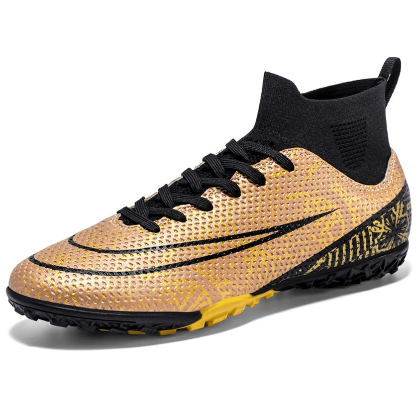 Men'S Soccer Shoes Cleats Professional High-Top Breathable Athletic Football Boots for Outdoor Indoor TF/AG Gold-Sd-43