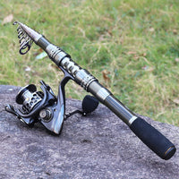 Fishing Rod Combos with Telescopic Fishing Pole Spinning Reels Fishing Carrier Bag for Travel Saltwater Freshwater Fishing