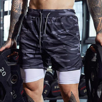 Sport Shorts Men Sportswear Double-Deck Running Shorts 2 in 1 Beach Bottoms Summer Gym Fitness Training Jogging Short Pants