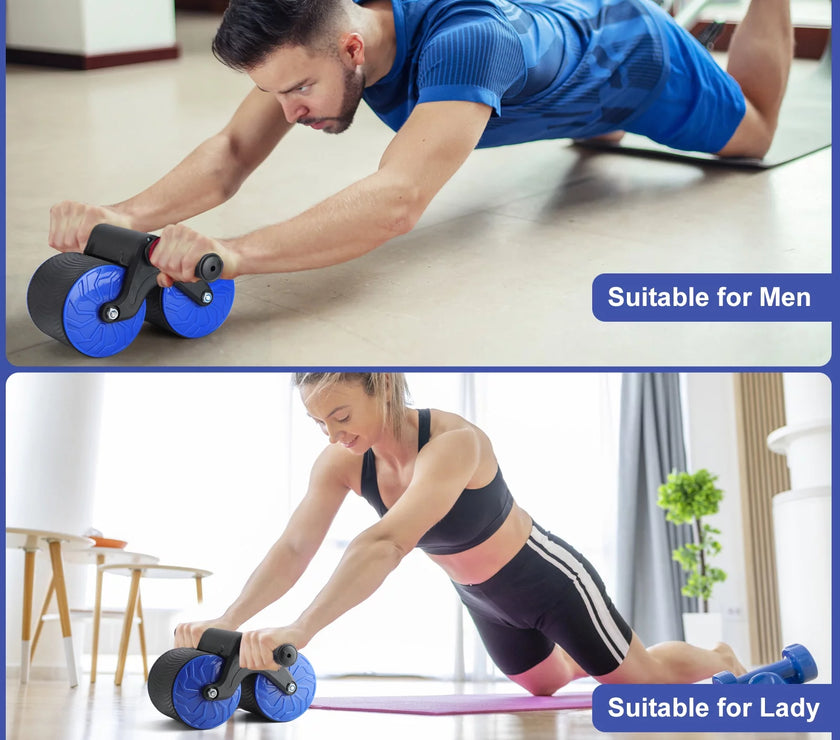 Ab Roller Wheel, Automatic Rebound Abdominal Wheel for Core Strength Training. Abdominal Wheel for Abs Workout Training Muscle Strength at Home Gym - Beginner to Advanced Fitness Equipment