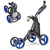 4 Wheel Golf Push Pull Cart with Foot Brake