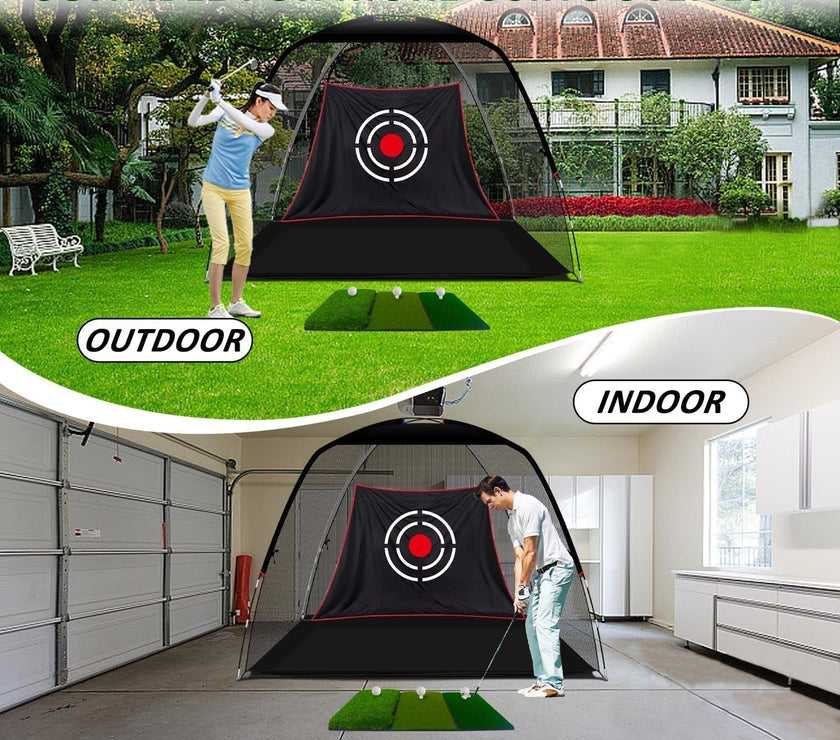 Golf Hitting Practice Nets for Backyard Driving Heavy Duty Men Real Indoor Golf Balls Hitting Pitching Driving Nets for Indoor Outdoor Garage Use Golfing Swing Training Impact Cages with Frame and Net