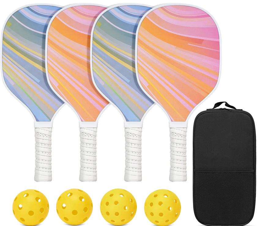 USAPA Approved Pickleball Paddle Set with 4 Paddles, 4 Balls, and Bag