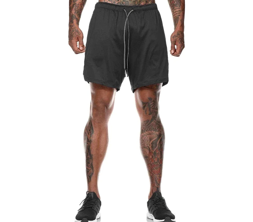 Sport Shorts Men Sportswear Double-Deck Running Shorts 2 in 1 Beach Bottoms Summer Gym Fitness Training Jogging Short Pants