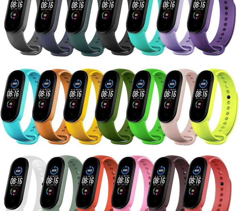 Replacement Bands Compatible with Xiaomi Mi Band 6/Xiaomi Mi Band 5/Amazfit Band 5, Soft Silicone Wristbands, Sport Adjustable Wrist Strap for Women Men